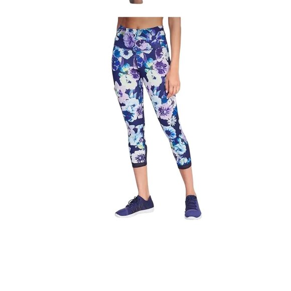 Old Navy Active Go Dry Crop Leggings Floral High-Rise Mesh-Hem Compression XXL - Picture 1 of 13